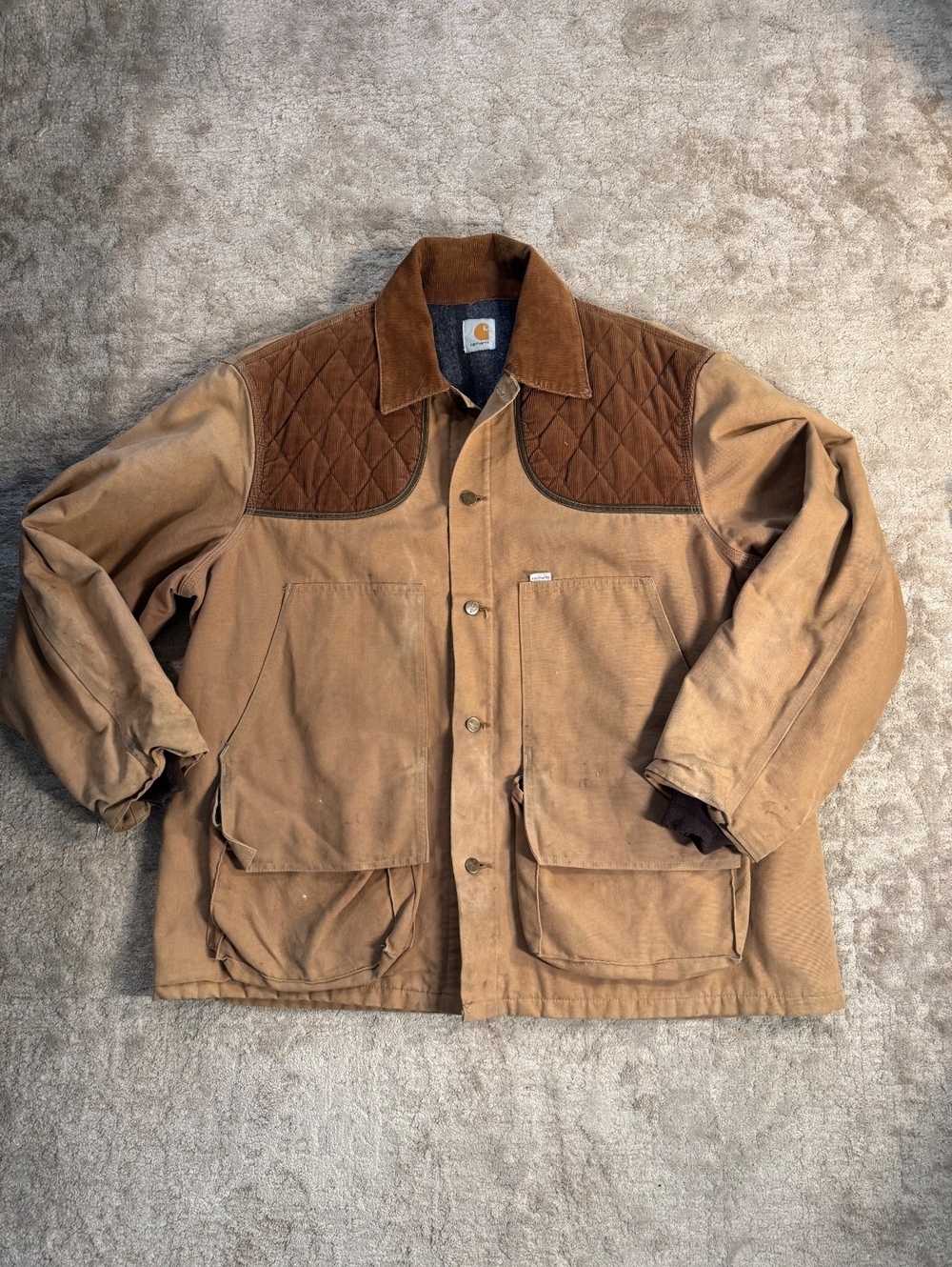 Carhartt Men's Brown Quilted Shoulder Work Jacket Large